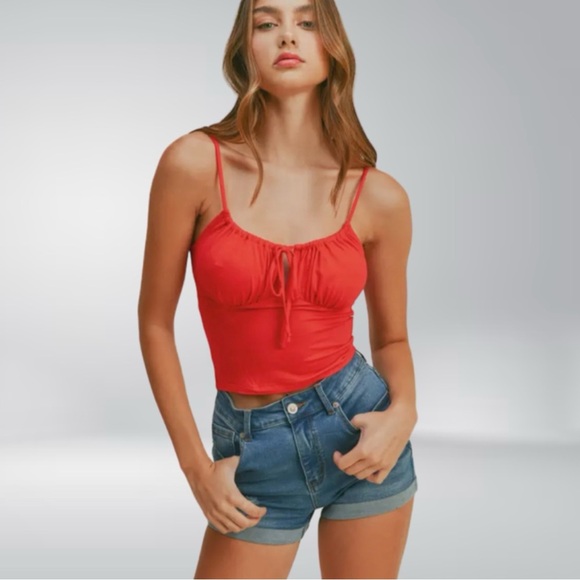Red Tie Crop Tank - Picture 1 of 1